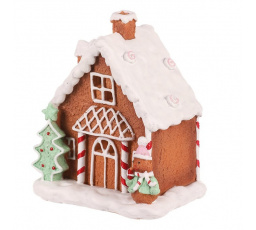 Domeček perníkový - zdobený, polyresin, LED osvětlení