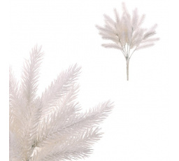 Smrk - umělá větev, barva bílá se třpytkami