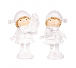 Děti s dárky - polyresin, bílé, mix 2 druhů, cena za 1 ks