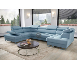 Rohová sedací souprava GALAXY MAX II s funkcí spaní 210x350x165 - modrá, levá
