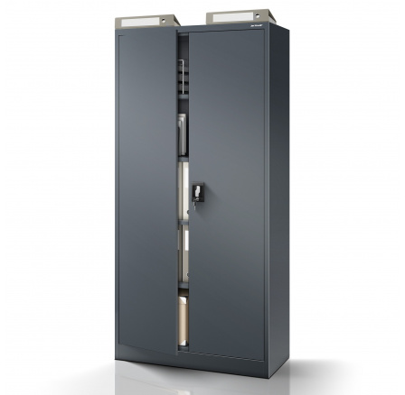 Kancelářská kovová skříň na dokumenty antracitová: JAN H, 900 x 1950 x 400 mm