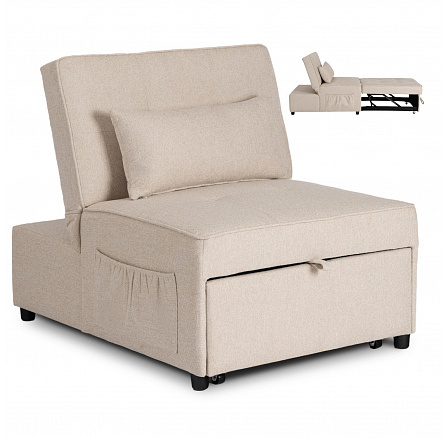 Rozkládací křeslo IBERIS 80 cm na spaní Béžové
