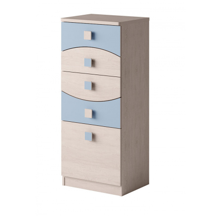 Komoda TENUS TK5SZ T-06, dub santana/modrá