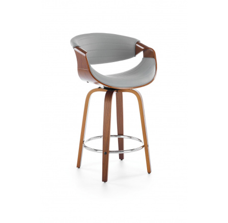 Barová židle H123, Šedá/Ořech