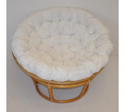 Ratanový papasan 110 cm medový polstr bílý INDO