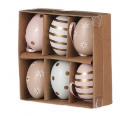 Vajíčka zdobená - plast, mix druhů, cena za balení (6 ks)