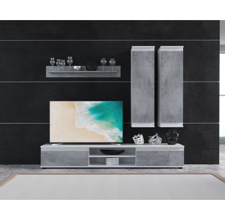LOUSIANA 1- byt. stěna lamino Bílá / beton  (Lusia 175 alba/light atelier - ..... balíky)(UG) (K150)