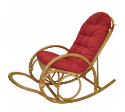 Ratanové houpací křeslo Jenaira medové polstr vínový melír