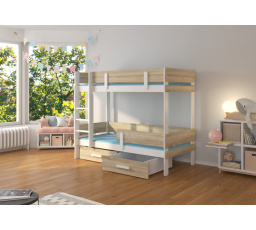 Dvoulůžková patrová postel ETIONA 200x90 Bílá+Sonoma