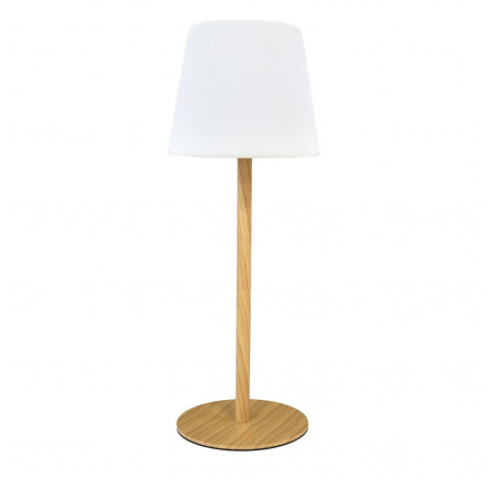 Stolní lampa s nabíjením a efektem dřeva