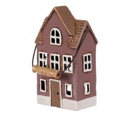 Domeček keramický - na čajovou svíčku, fialový