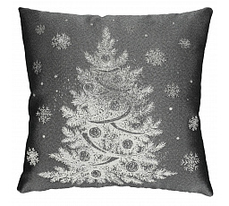 Polštář s výplní - šedý vánoční motiv, 100% polyester, 45 x 45 cm