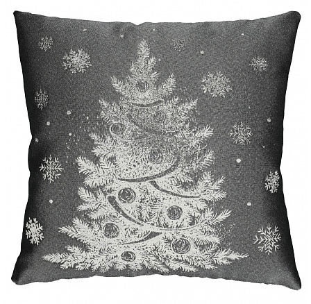 Polštář s výplní - šedý vánoční motiv, 100% polyester, 45 x 45 cm