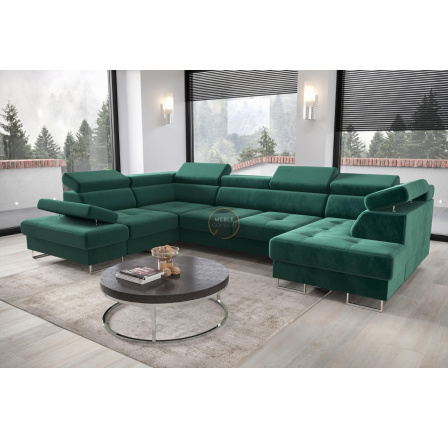 Rohová sedací souprava GALAXY MAX II s funkcí spaní 210x350x165 - zelená , levá