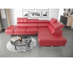 Rohová sedací souprava EMPORIO 225x300 přírodní kůže - červená kůže , pravá