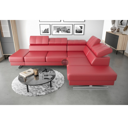 Rohová sedací souprava EMPORIO 225x300 přírodní kůže - červená kůže , pravá Rohová sedací souprava EMPORIO 225x300 přírodní kůže - červená kůže , pravá