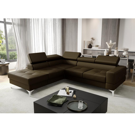 Rohová Kožená sedací souprava s funkcí spaní TOSCANIA II průměr 30x250 - hnědá , levá Rohová Kožená sedací souprava s funkcí spaní TOSCANIA II průměr 30x250 - hnědá , levá