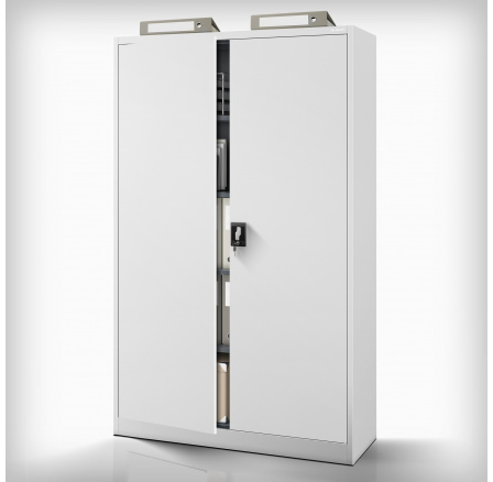 Šedá kovová kancelářská skříň na dokumenty JAN II, 1150 x 1850 x 400 mm