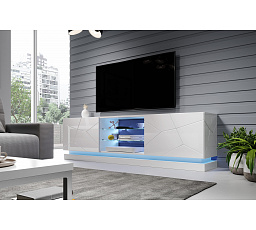 TV komoda QIU 200, bílá / bílý lesk