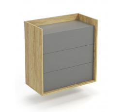 Komoda MOBIUS 3S, přírodní/šedá