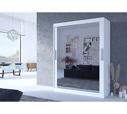 Posuvná skříň se zrcadlem PERMO 150 Bílá+Bílá