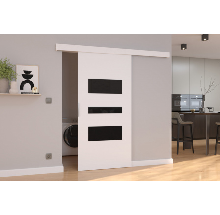 Posuvné dveře na stěnu CENTO 96 White+Black Lacobel