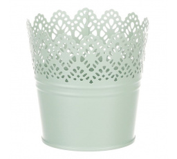 Obal kovový - kulatý, krajkový okraj, barva zelená