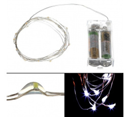 Řetěz s LED světýlky - časovač, studená bílá barva, 2 m/ 20 LED