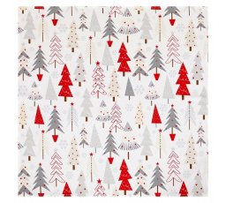 Ubrus - barevné vánoční stromky, 100% polyester, 80 x 80 cm