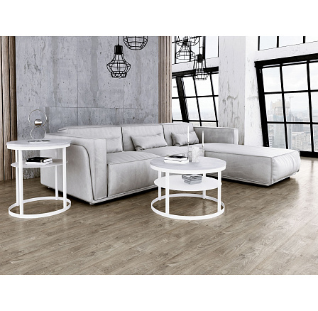 Kulatý konferenční stolek Glamour - v různých barvách - Světlý beton, Bílý mat