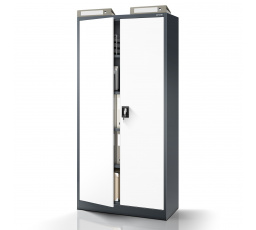 Kancelářská kovová skříň na dokumenty JAN, 900 x 1850 x 400 mm, antracitově-bílá