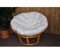 Ratanový papasan 110 cm  medový bílý polstr