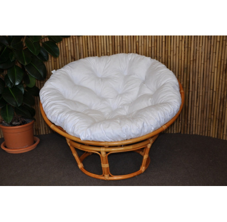 Ratanový papasan 110 cm  medový bílý polstr