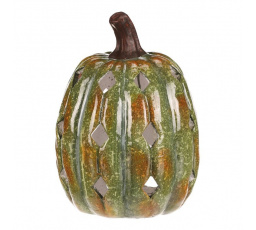 Dýně s otvory - keramika, na čaj. svíčku, zelená