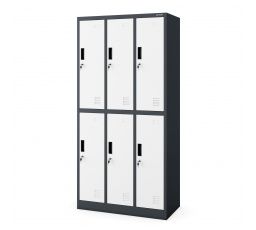 Šatní skříň  antracitovo-bílá s 6 boxy IGOR, 900 x 1850 x 450 mm