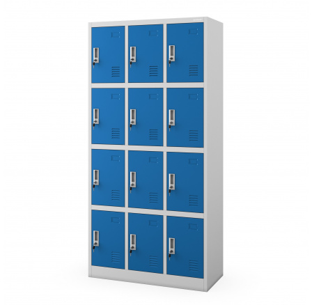 Kovová šatní skříňka BHP MARCIN, 900 x 1850 x 400 mm, šedo-modrá