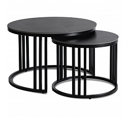 Sada keramických stolků JERRY Černý mramor/Černá
