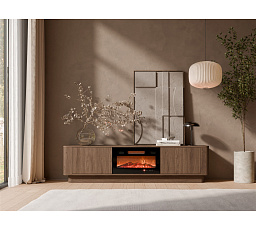 TV komoda DARCO 180 s elektrickým krbem, Elegant ořech