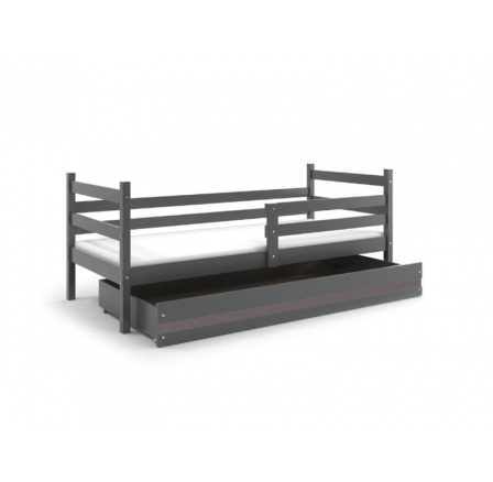 Postel z masivu pro 2 děti ERYK 2 - Grafit/Grafit