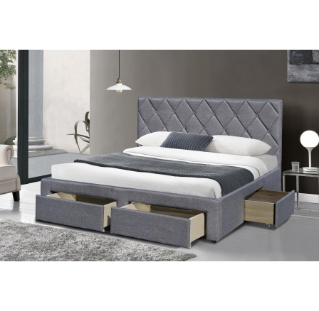 Postel s úložným prostorem BETINA 160 cm, Šedá