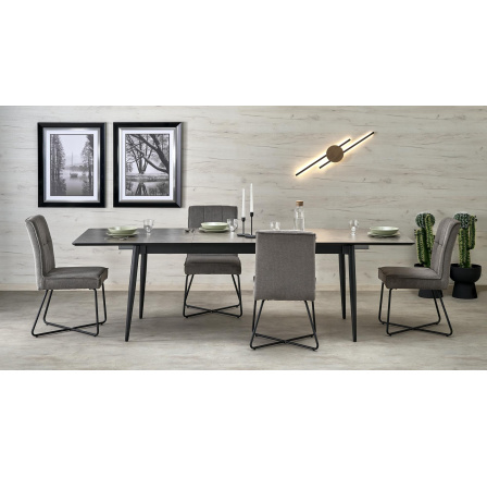 Jídelní stůl CHARLES, Efekt šedého mramoru/Černá