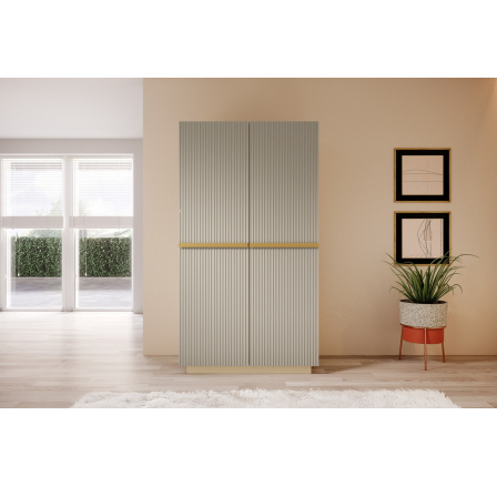 Skříň Nicole 100 cm se 2 skrytými zásuvkami - kašmír / zlaté úchyty