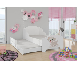 Dvojlůžko s matracemi AMADIS II DOG 160x80 Bílá