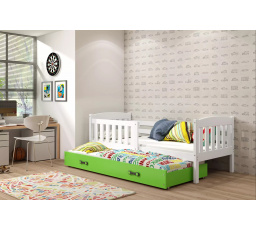 Dětská postel KUBUS s přistýlkou 90x200 cm, bez matrací, Bílá/Zelená