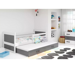 Dětská postel RICO s přistýlkou 80x190 cm, s matracemi, Bílá/Grafit