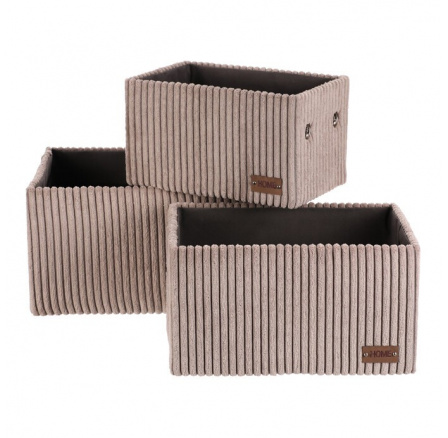 Koš regálový - manšestrový potah, šedý, cena za sadu 3 ks Koš regálový - manšestrový potah, šedý, cena za sadu 3 ks