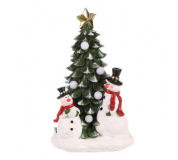 Vánoční stromek se sněhuláky - plast/polyresin, LED osvětlení