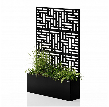 Pergola s květináčem kovová černá: ROSEN, 1200 x 1800 x 300 mm Pergola s květináčem kovová černá: ROSEN, 1200 x 1800 x 300 mm
