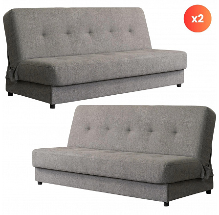 Sada 2x Rozkládací pohovka ARUBA Šedá