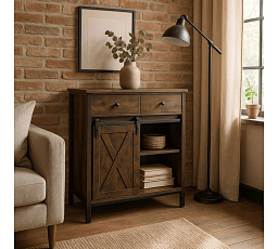 Komoda se zásuvkami COLE 70 cm Dub Rustikální/Černý